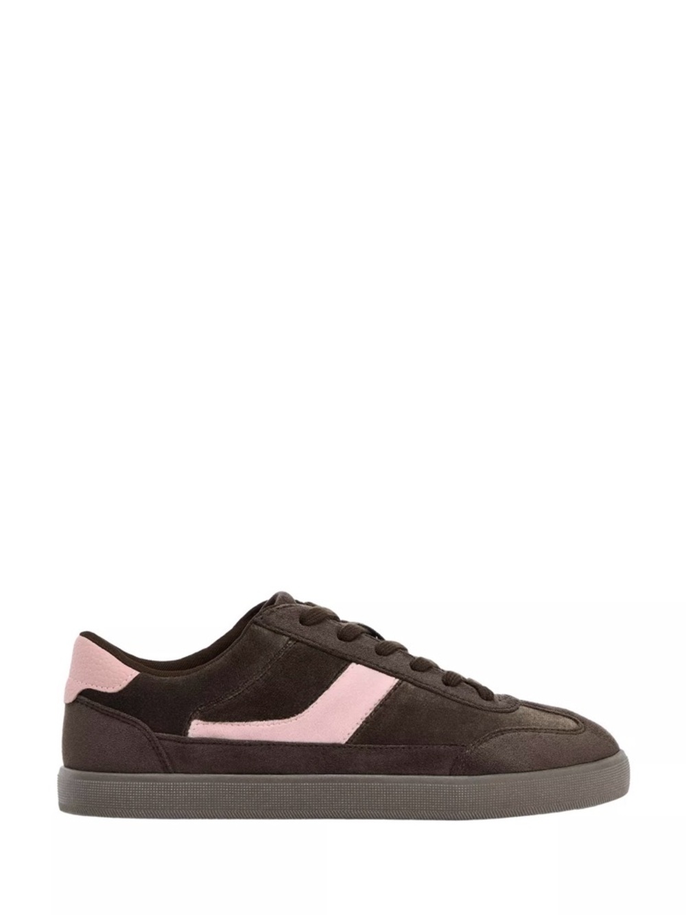 Women Casual Suede Sneakers in Dark Brown and Pink